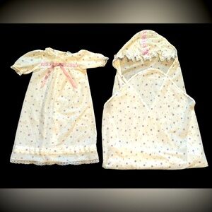 VINTAGE 1960s RARE ISAACSON CARRICO INFANT 2 PS NIGHTGOWN AND SWADDLE SET